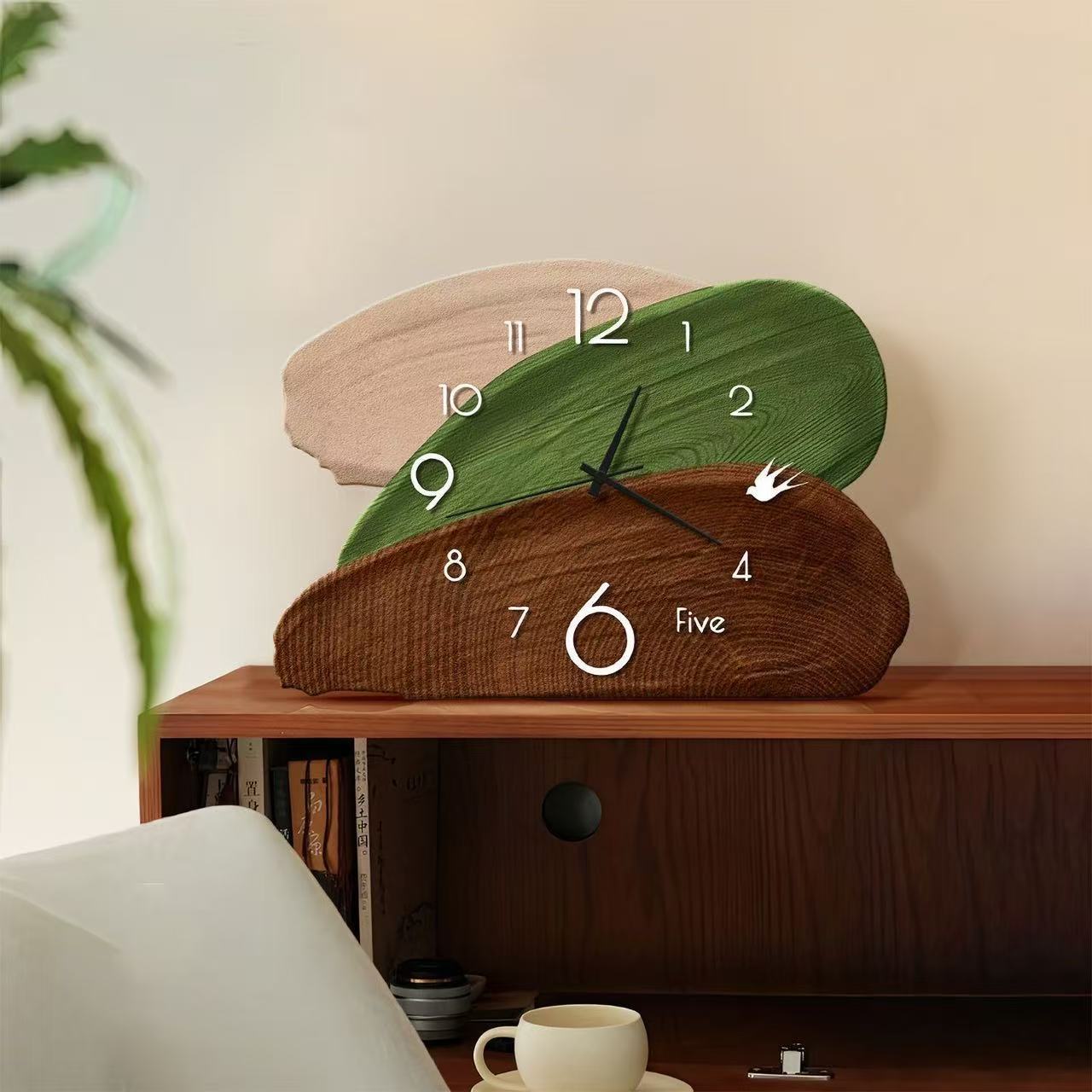 Wall Clock Silent - Retro Yeşil Duvar ve Masa Çift