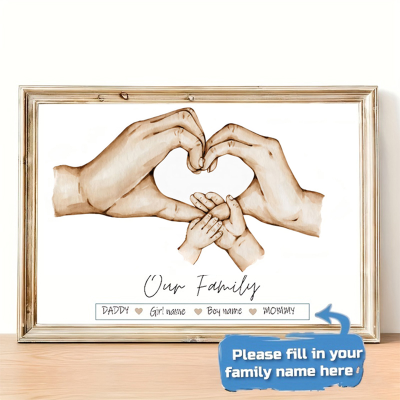 Home Decor Furniture - Kişiselleştirilmiş Özel Aile El Posteri İsimli