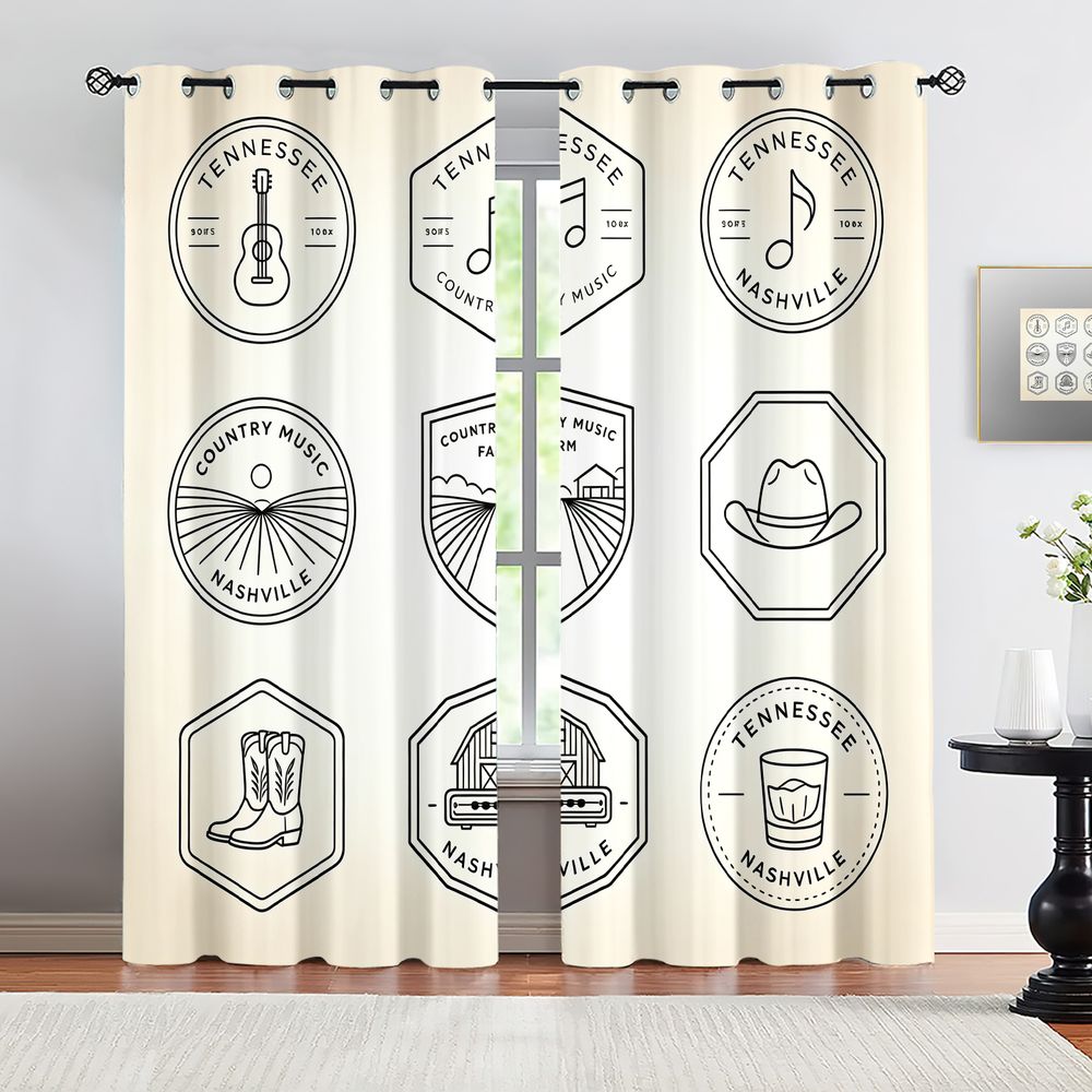 Home Decor Curtains - Tennessee Country Müzik Temalı Perdeler, Nashville