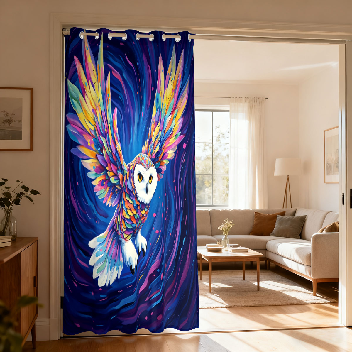 Home Decor Curtains - 1 adet renkli yıldızlı gökyüzü uçan