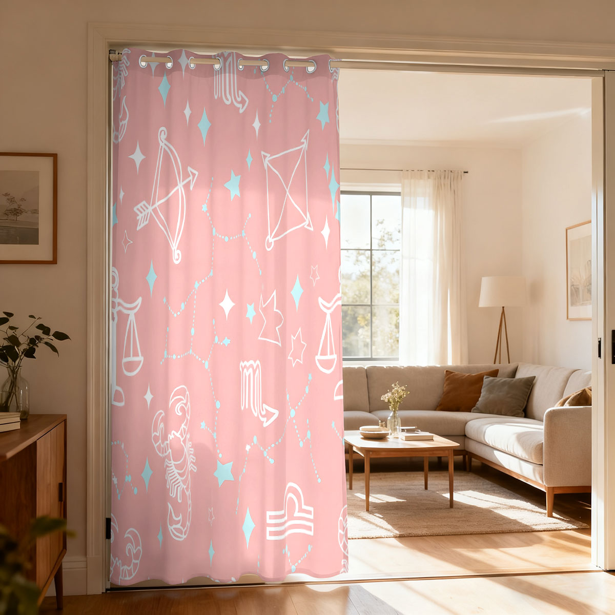 Home Decor Curtains - 1 adet Yıldızlı Gökyüzü Takımyıldızı Baskılı
