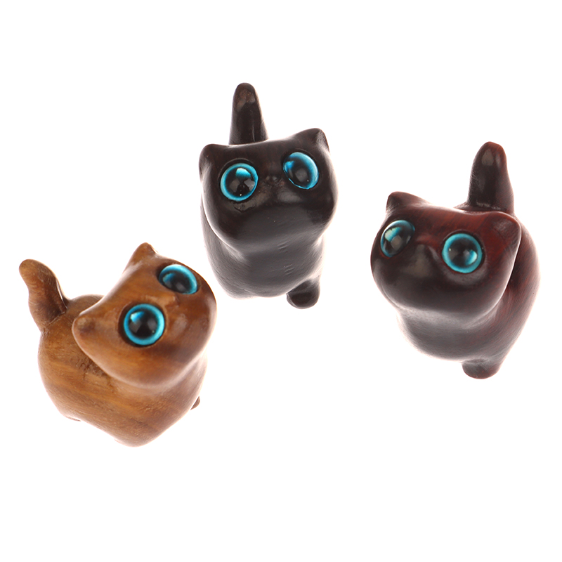 Home Decor Ikea - Büyüleyici Ahşap Yavru Kedi Heykelcik -