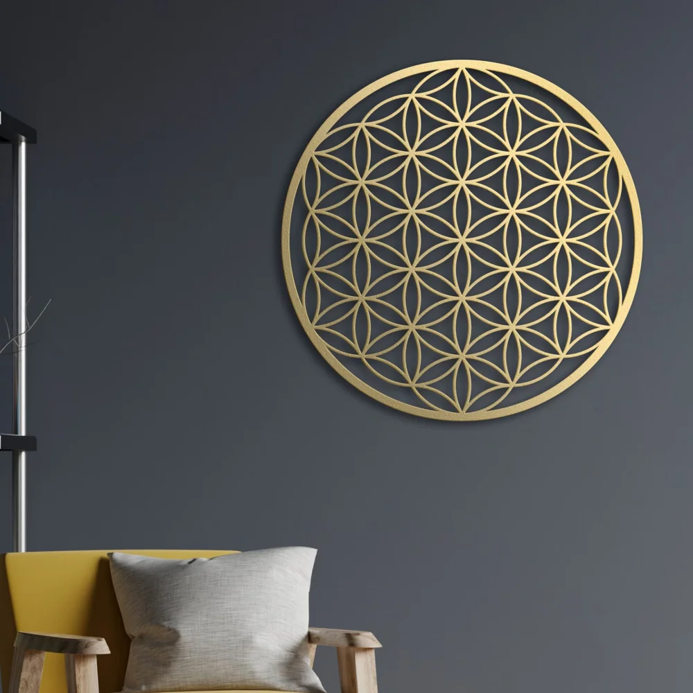 Home Decor Trends - Yaşam Çiçeği Metal Duvar Sanatı -
