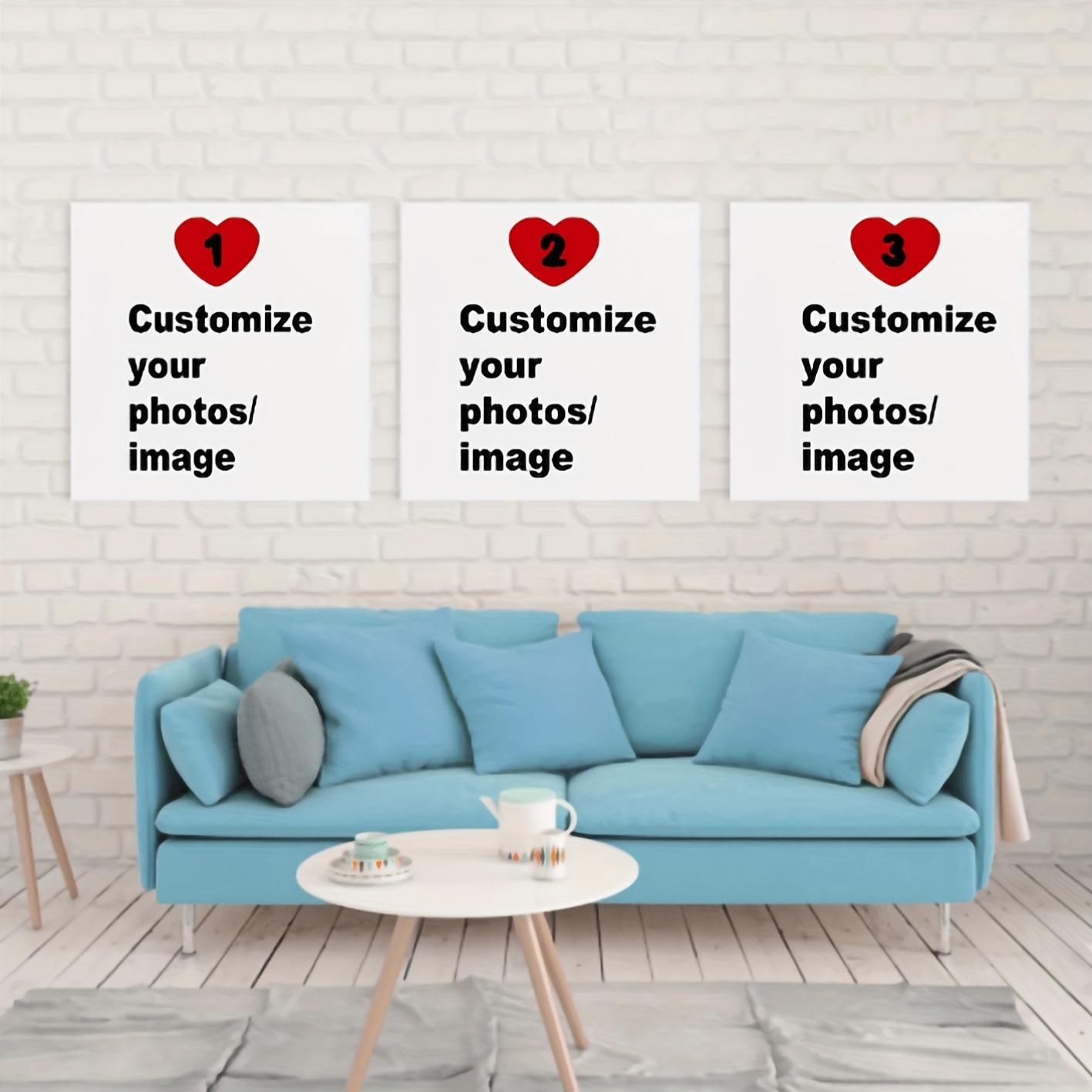Home Decor Furniture - 3'lü/set Özel Kare Kanvas Poster Kişiselleştirilmiş