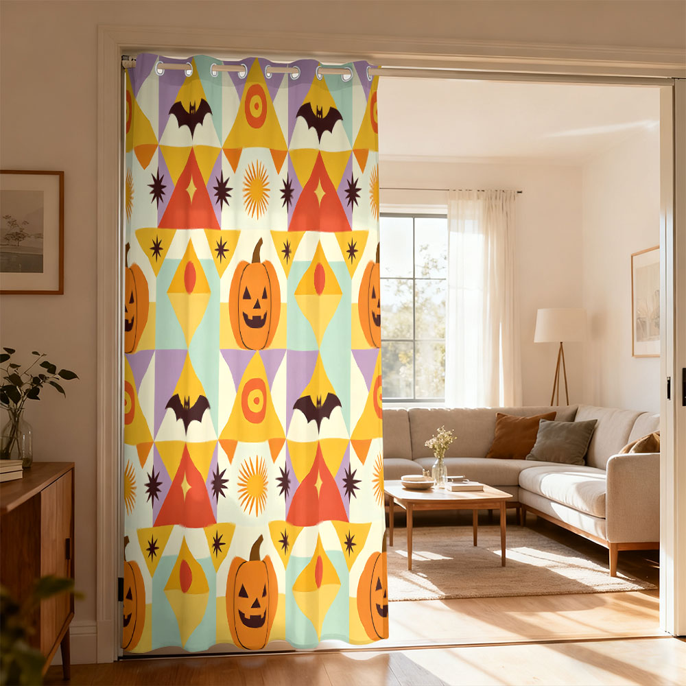 Home Decor Curtains - 1 adet Cadılar Bayramı balkabağı yarasa