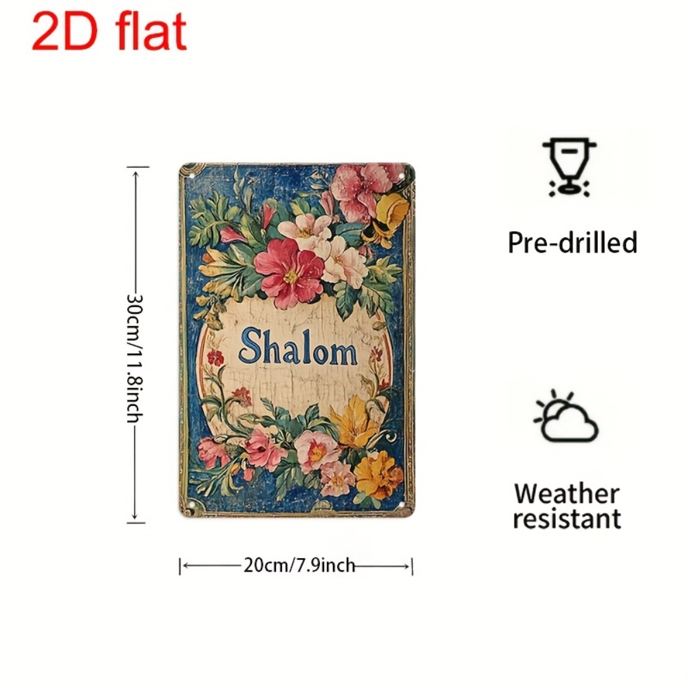 Home Decor Wall Art - CIFBUY Vintage Çiçekli Şalom Alüminyum Duvar