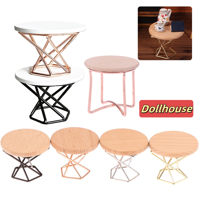 Home Decor Furniture - 1/12 Dollhouse Simülasyon Sehpa Yuvarlak Çay