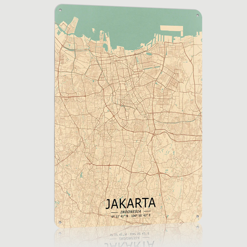 Jakarta Vintage Harita Baskılı - Home Decor Jakarta incelemesi ve fiyatı