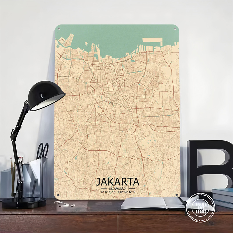 Jakarta Vintage Harita Baskılı - Home Decor Jakarta incelemesi ve fiyatı