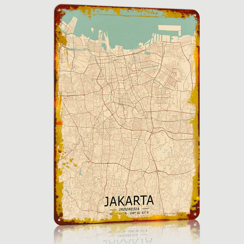 Jakarta Vintage Harita Baskılı - Home Decor Jakarta incelemesi ve fiyatı