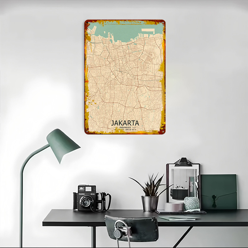 Jakarta Vintage Harita Baskılı - Home Decor Jakarta incelemesi ve fiyatı