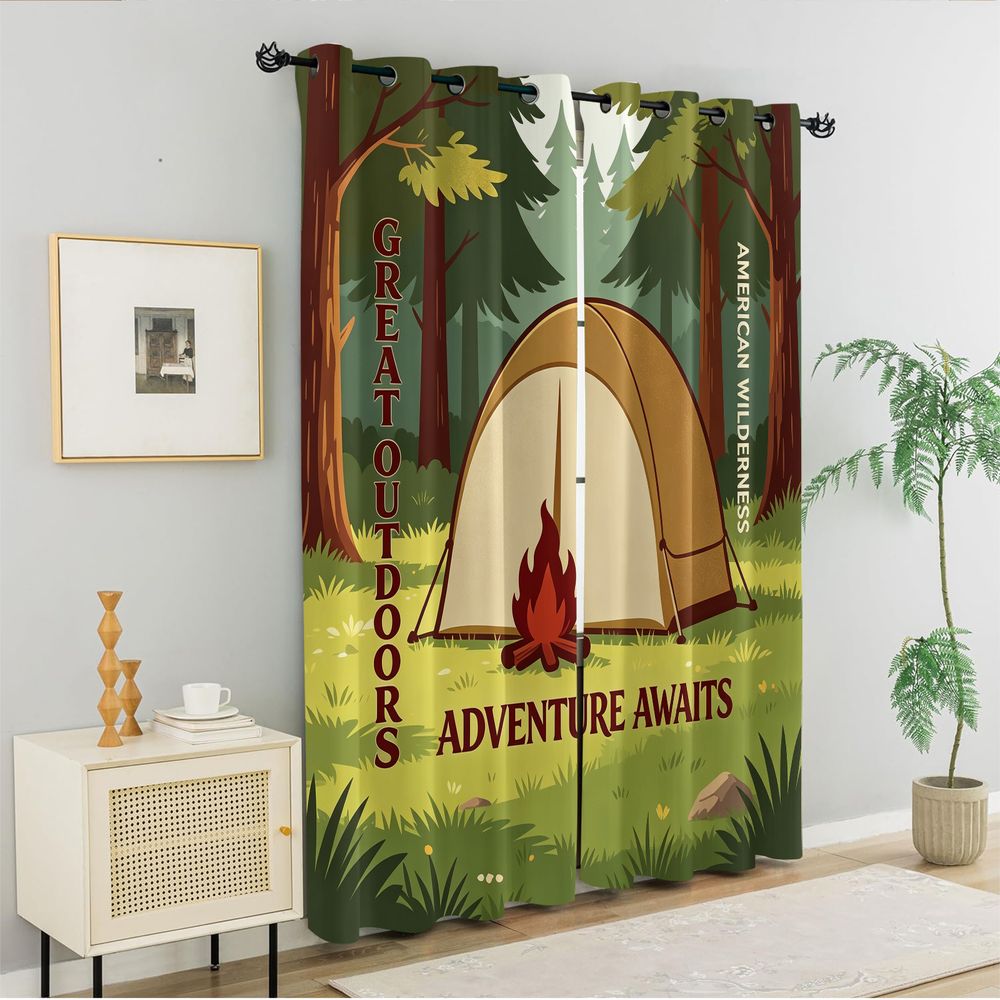 Kamp Manzarası Baskılı Perdele - Home Decor Curtains incelemesi ve fiyatı