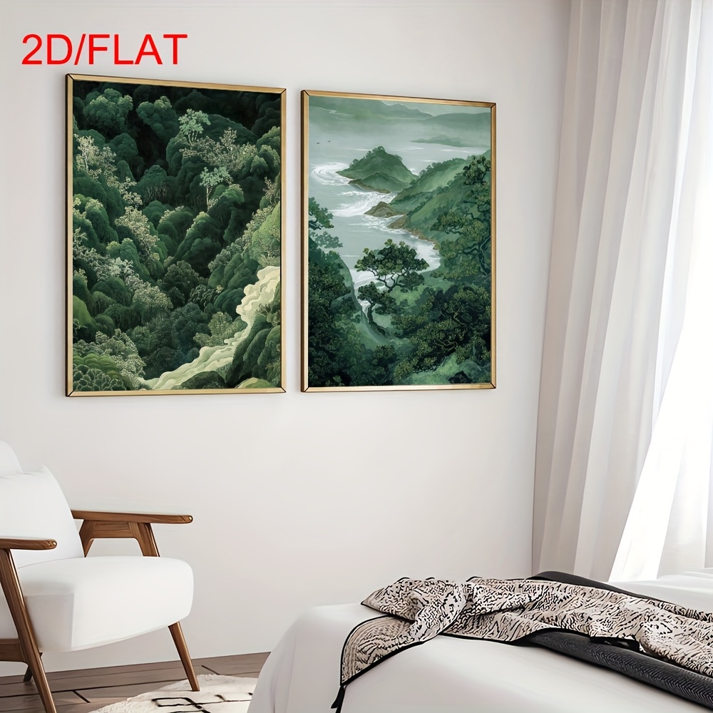 2 adet Modern Yeşil Orman Dağ  - Home Decor Trends incelemesi ve fiyatı